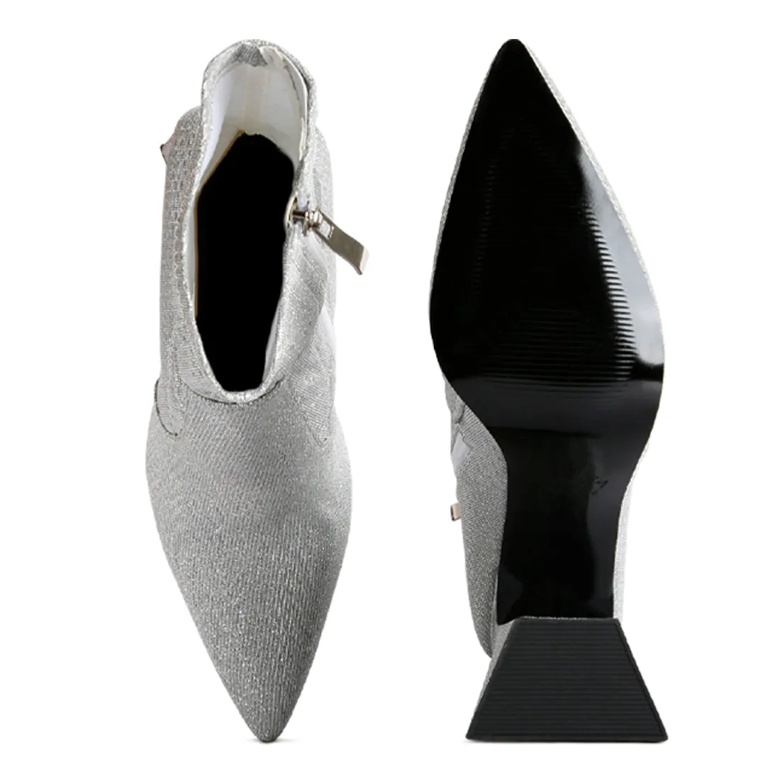 Hustlers Shimmer Block Heeled Ankle Boots