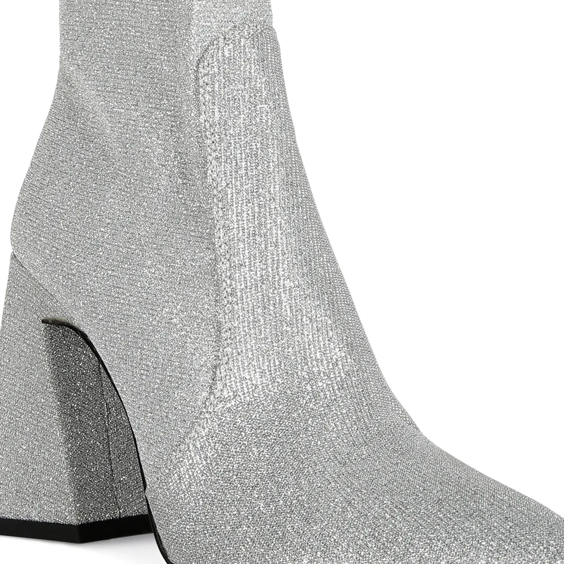 Hustlers Shimmer Block Heeled Ankle Boots