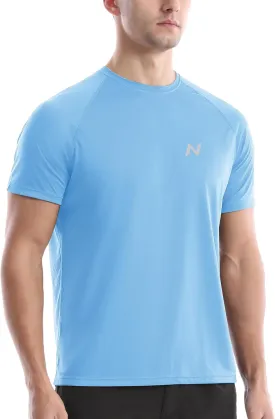 isnowood UPF 50  Swim Shirts for Men, Sun Protection Short Sleeve Rash Guard Mens Quick Dry Surf Athletic Beach Shirt