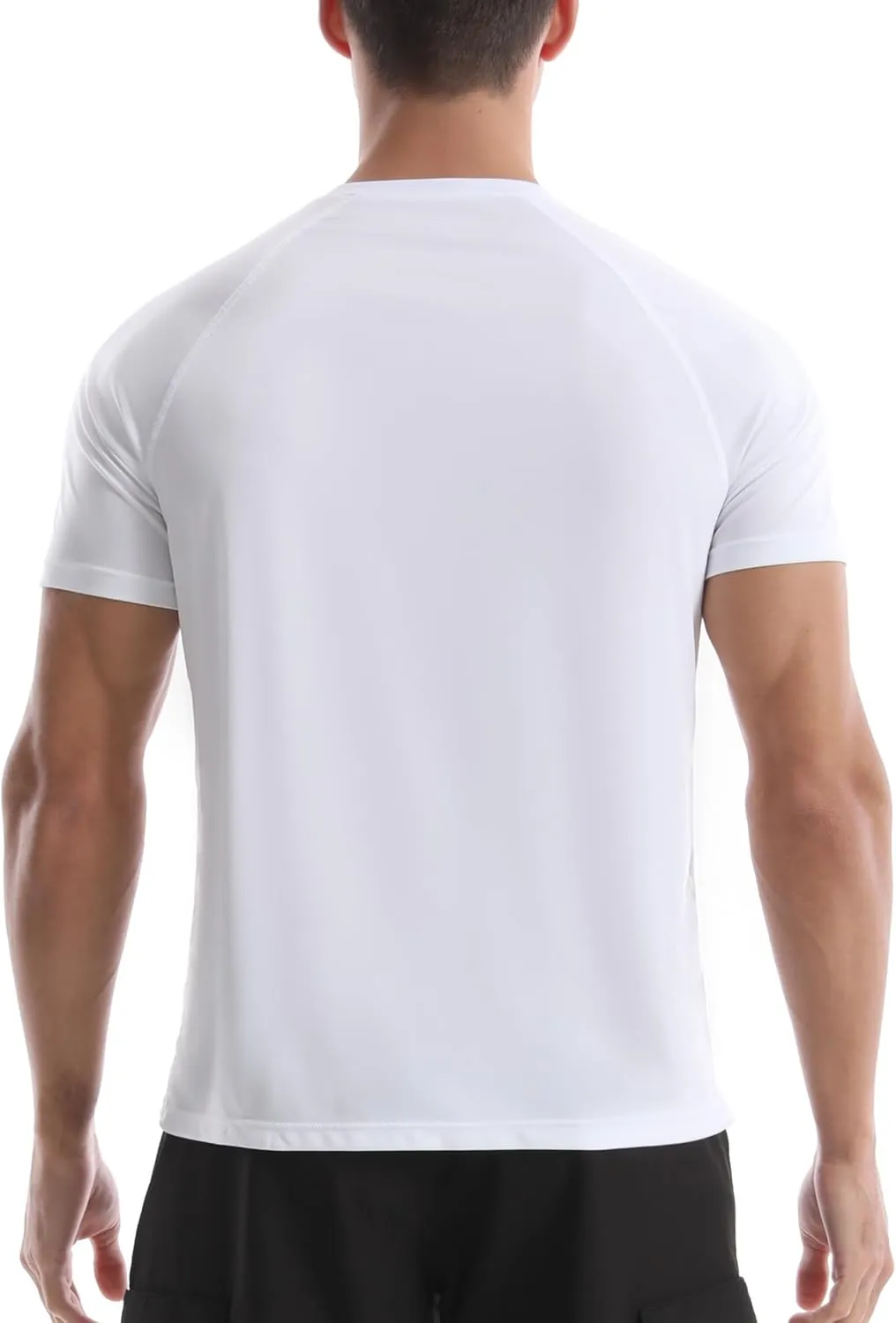 isnowood UPF 50  Swim Shirts for Men, Sun Protection Short Sleeve Rash Guard Mens Quick Dry Surf Athletic Beach Shirt