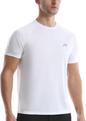 isnowood UPF 50  Swim Shirts for Men, Sun Protection Short Sleeve Rash Guard Mens Quick Dry Surf Athletic Beach Shirt