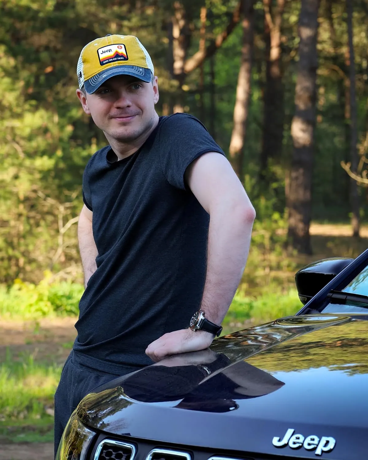 Jeep Have Fun Out There Patch Garment Washed Trucker Hat Unstructured for Men & Women - Adjustable Snapback Baseball Cap
