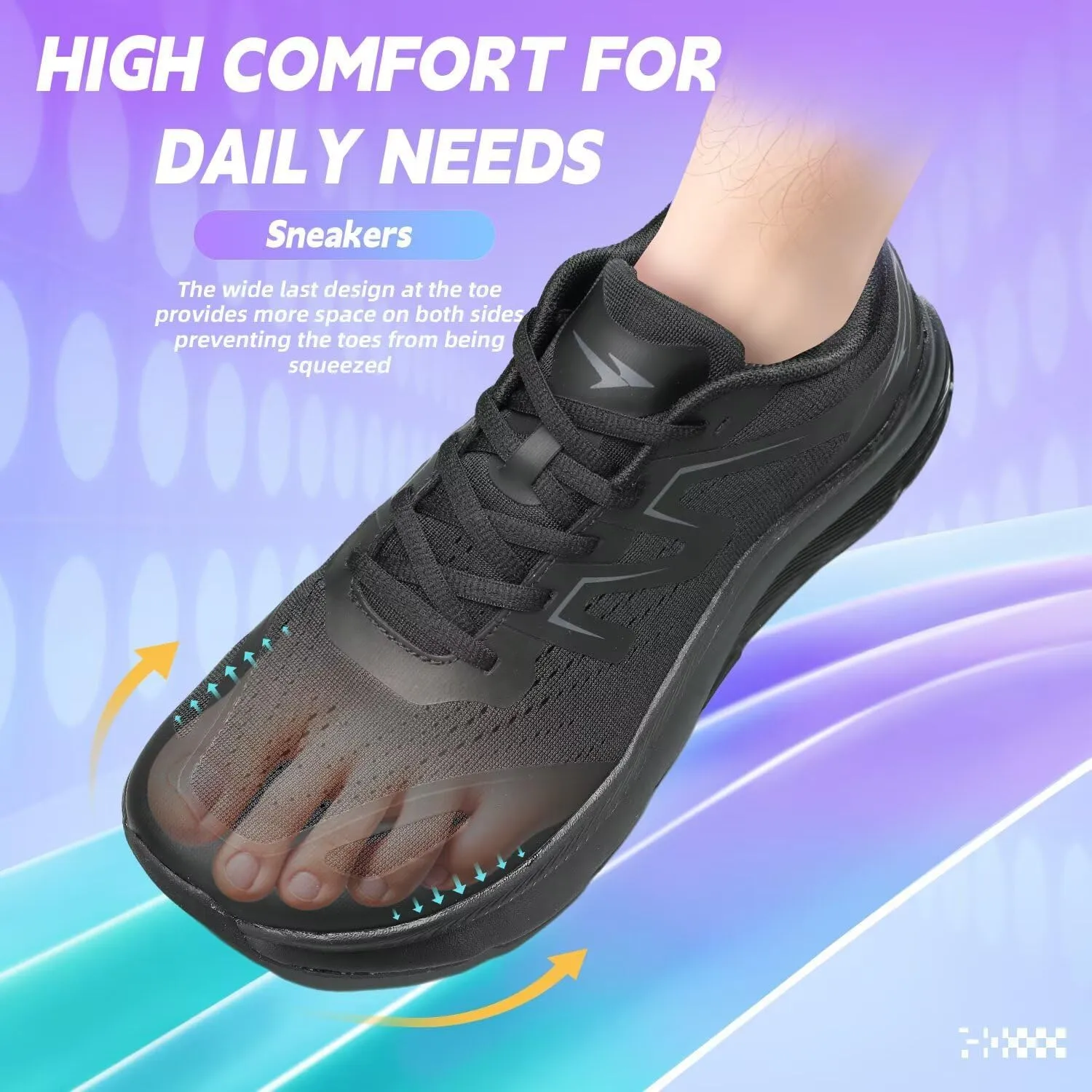 KDN Men's Road Running Shoes Wide Toe Box Shoes for Men Walking Sneakers Gym Workout Tennis Shoes for Wide Feet