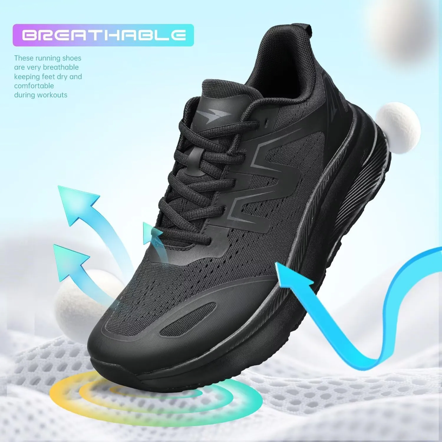 KDN Men's Road Running Shoes Wide Toe Box Shoes for Men Walking Sneakers Gym Workout Tennis Shoes for Wide Feet