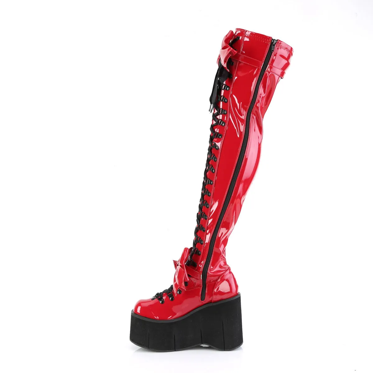 KERA-303 DemoniaCult Red Patent Sexy Women's Over-the-Knee Boots (Alternative Footwear)
