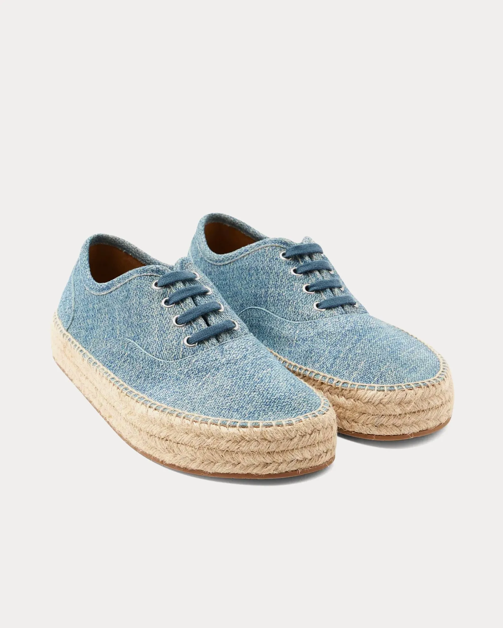 Lace-Front Platform Espadrilles Suede Blue Low Top Sneakers