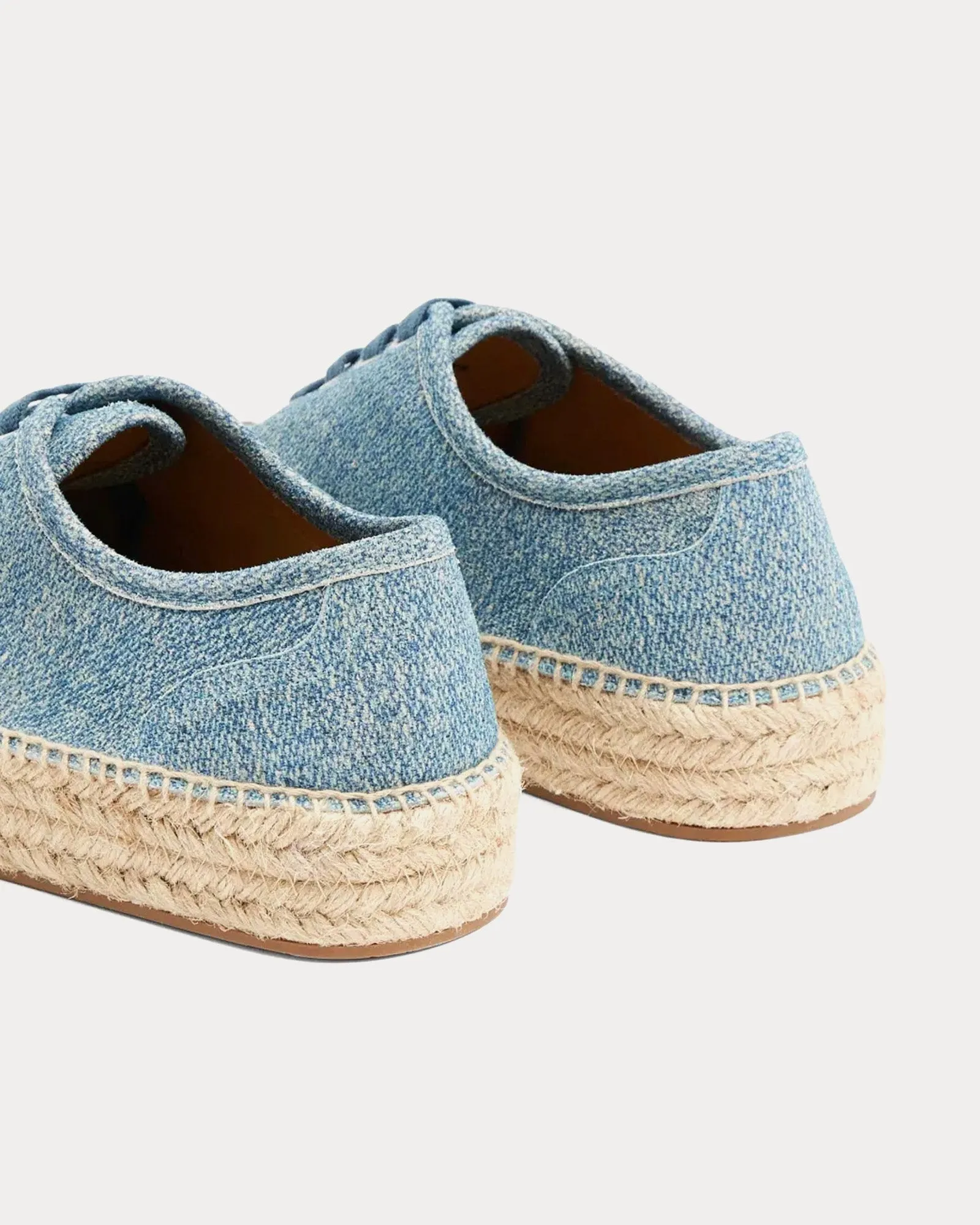 Lace-Front Platform Espadrilles Suede Blue Low Top Sneakers