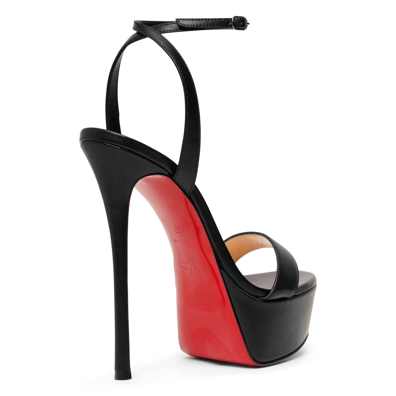 Loubi Queen 150 black leather platform sandals