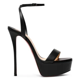 Loubi Queen 150 black leather platform sandals