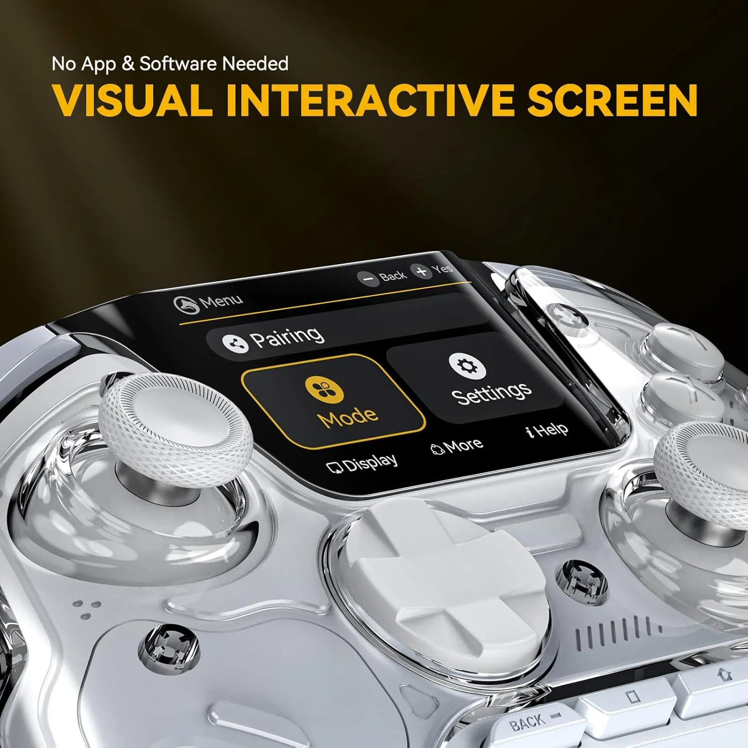 ManbaOne Interactive Screen Wireless Gaming Controller for PC/Switch/iOS/Android,Hall Effect Stick & Trigger,RGB Lighting,Remappable Buttons,1800mAh with Charging Dock (White)