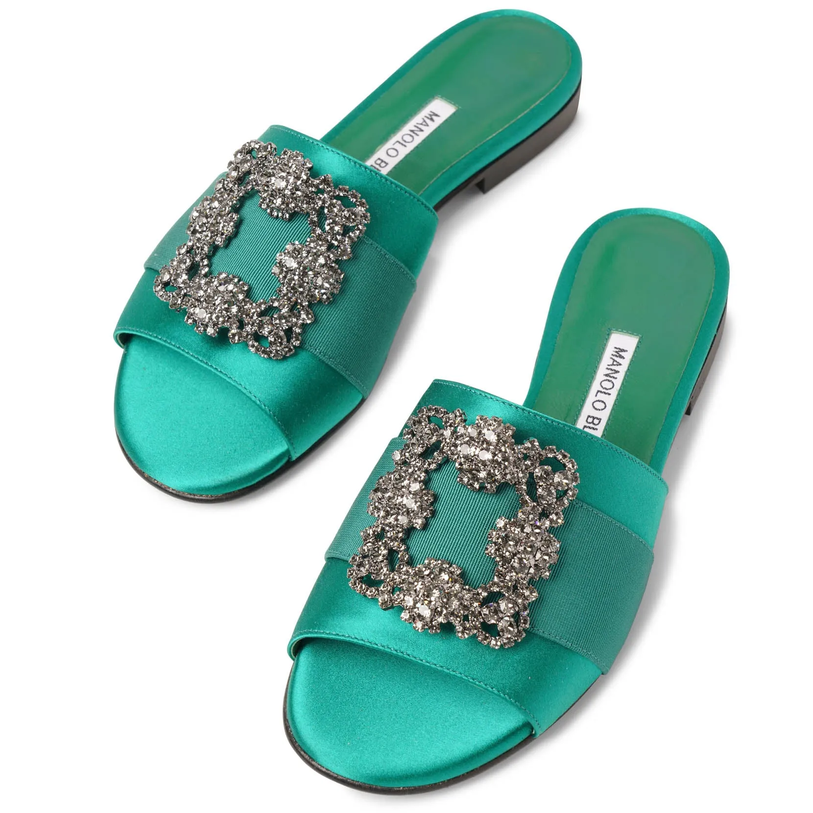 Martamod emerald satin slip-on flats