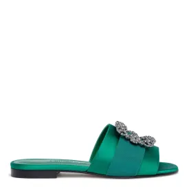 Martamod emerald satin slip-on flats
