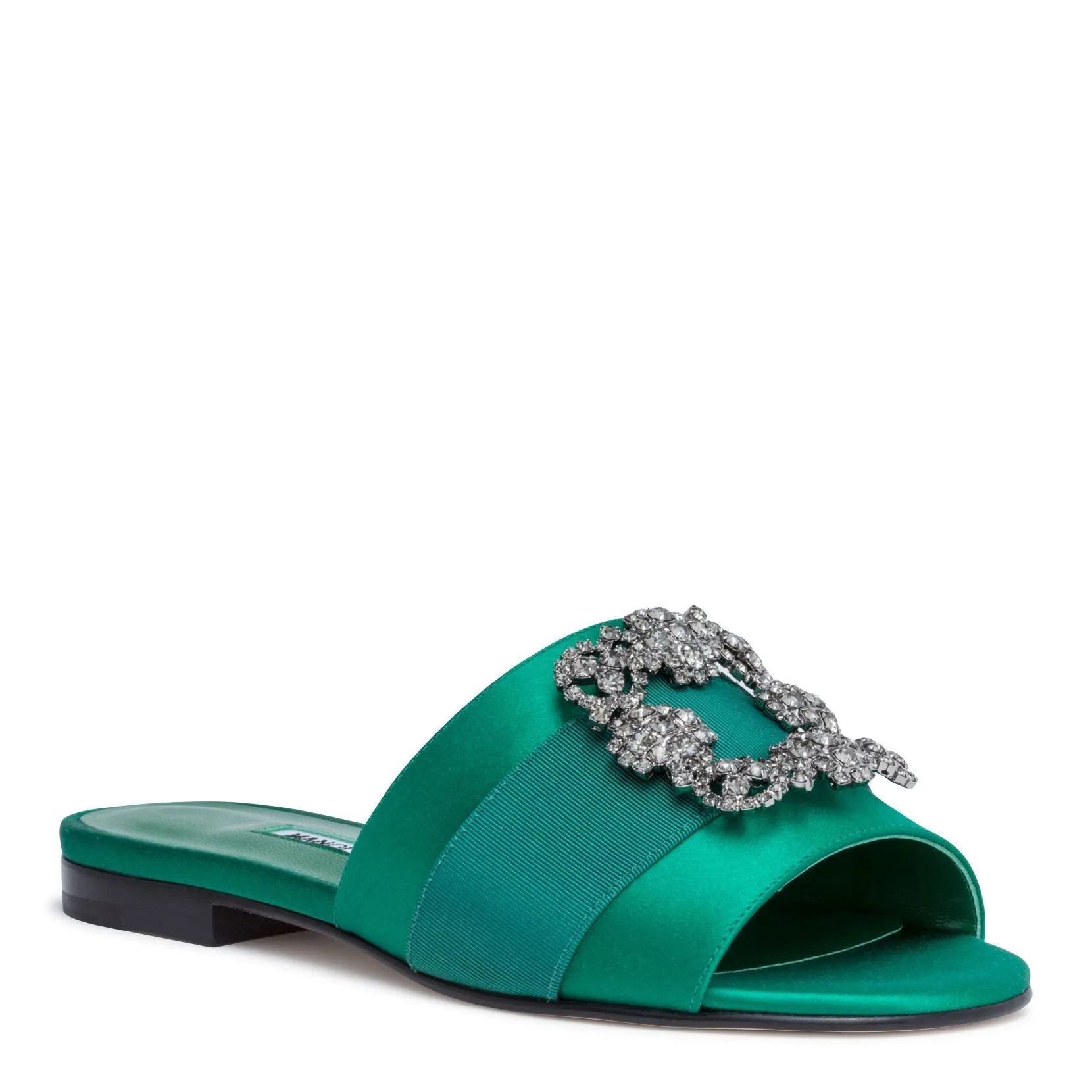 Martamod emerald satin slip-on flats