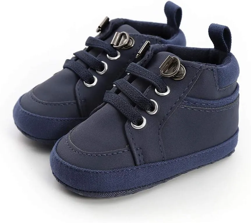 Meckior Toddler Baby Boys Girls High Tops Ankle Sneakers Soft Anti-Slip Sole PU Leather Moccasins Infant Newborn Prewalker First Walking Crib Shoes