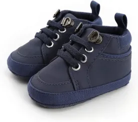 Meckior Toddler Baby Boys Girls High Tops Ankle Sneakers Soft Anti-Slip Sole PU Leather Moccasins Infant Newborn Prewalker First Walking Crib Shoes