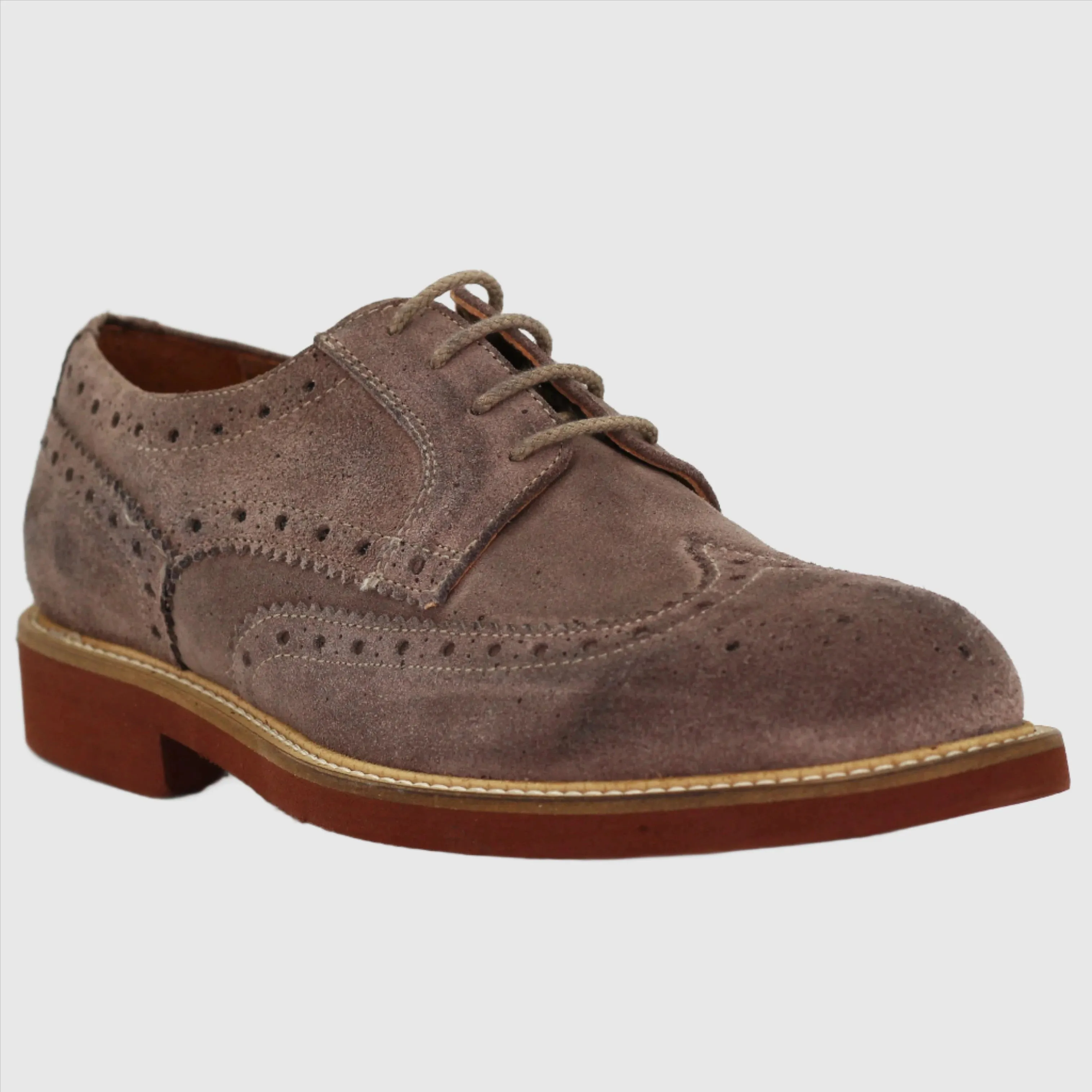 Men's Derby Brogue in calf leather Camoscio Taupe (GRU1007D)