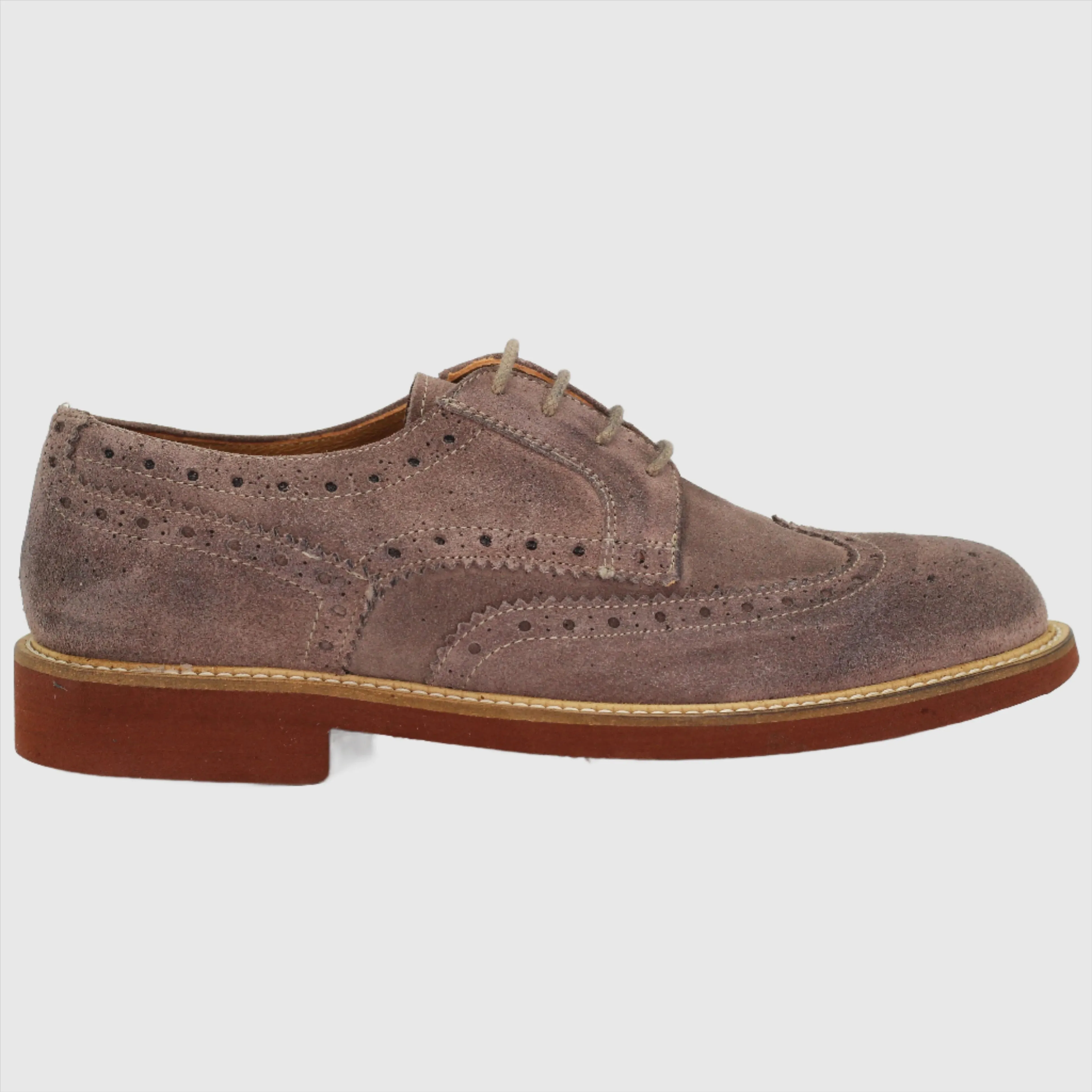 Men's Derby Brogue in calf leather Camoscio Taupe (GRU1007D)