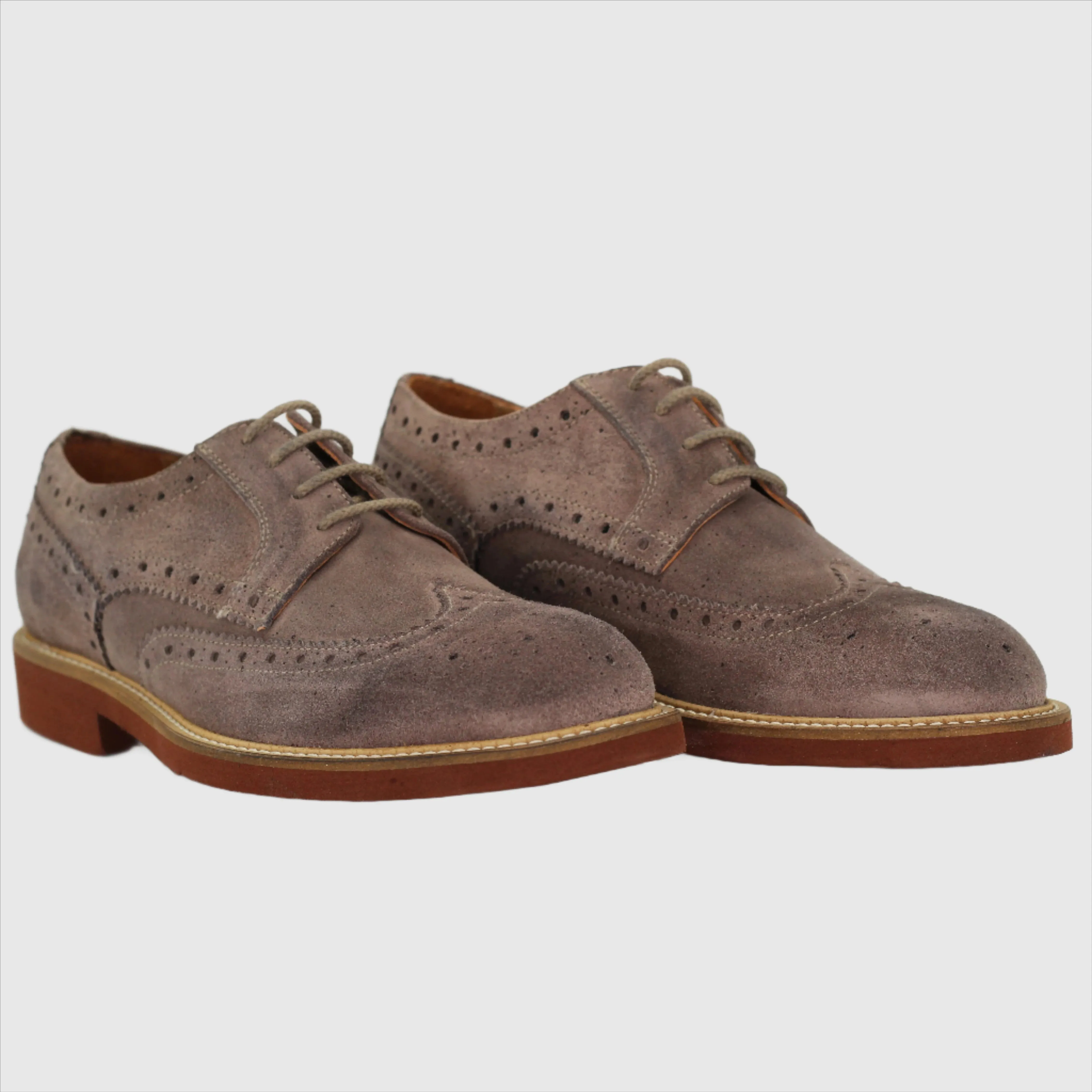 Men's Derby Brogue in calf leather Camoscio Taupe (GRU1007D)