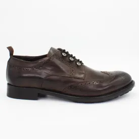 Men's Derby Brogue with Elastic Laces in Calf Leather Testa Di Moro Brown (JPU38767/10)