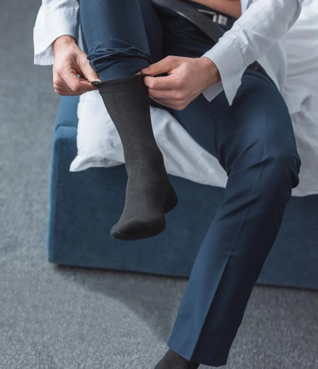 Men's Dress Socks 5 Pairs Mens Cotton Calf Business Formal Socks Soft Breathable Athletic Long Crew Casual Socks