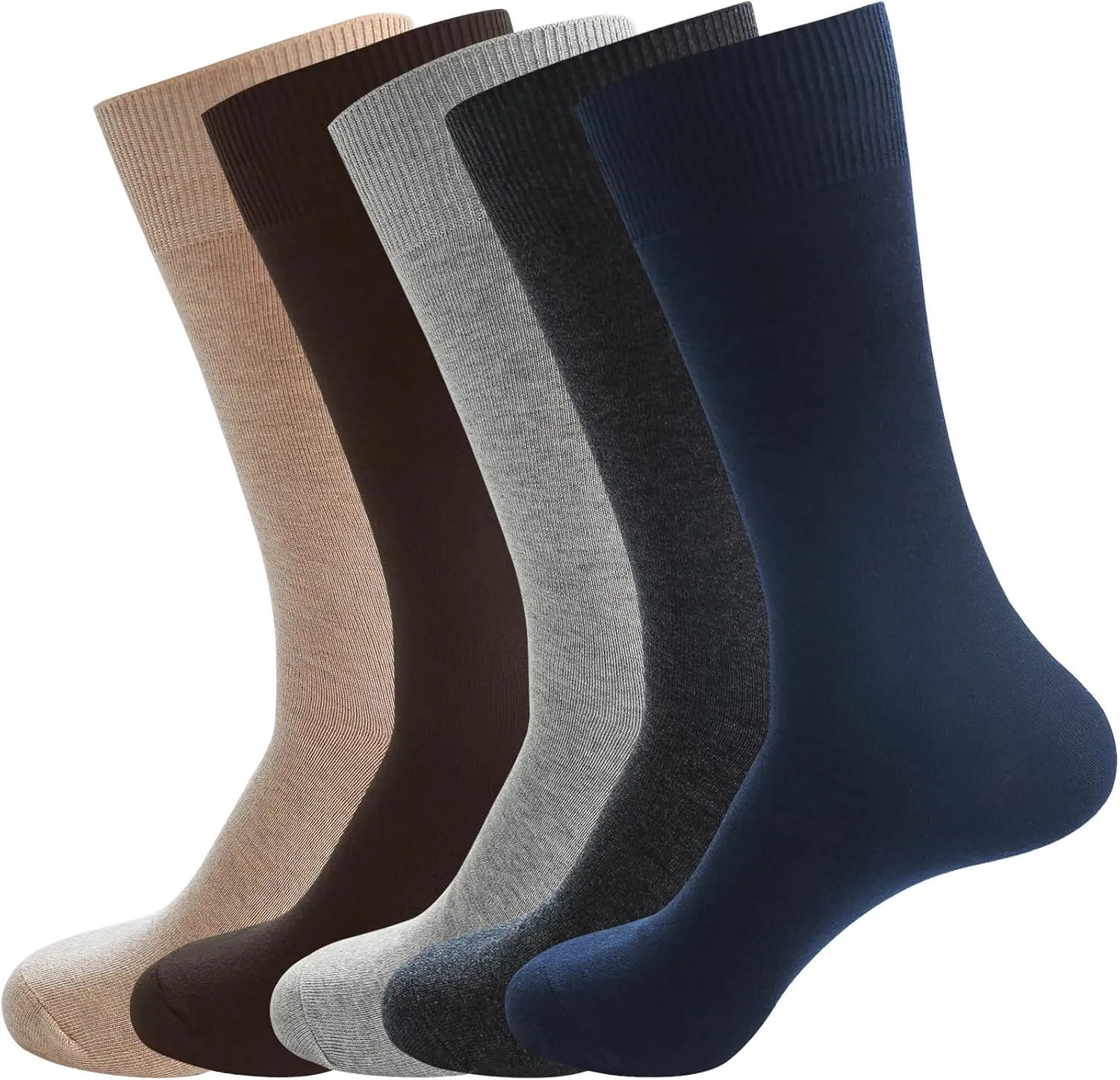 Men's Dress Socks 5 Pairs Mens Cotton Calf Business Formal Socks Soft Breathable Athletic Long Crew Casual Socks