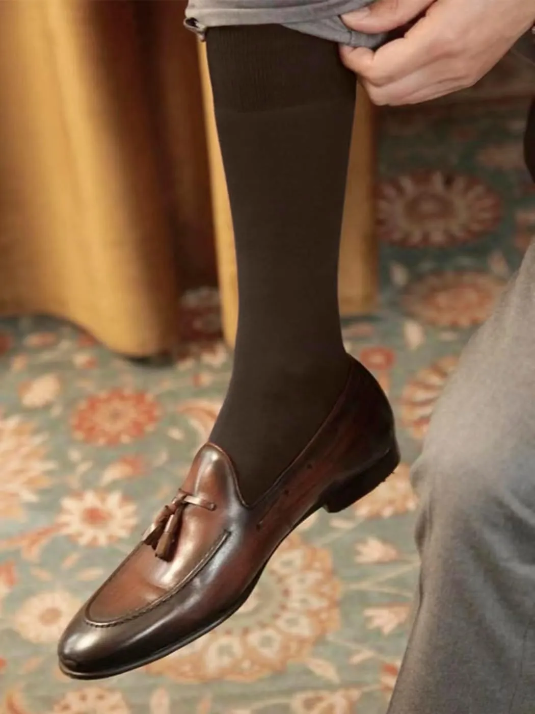 Men's Dress Socks 5 Pairs Mens Cotton Calf Business Formal Socks Soft Breathable Athletic Long Crew Casual Socks