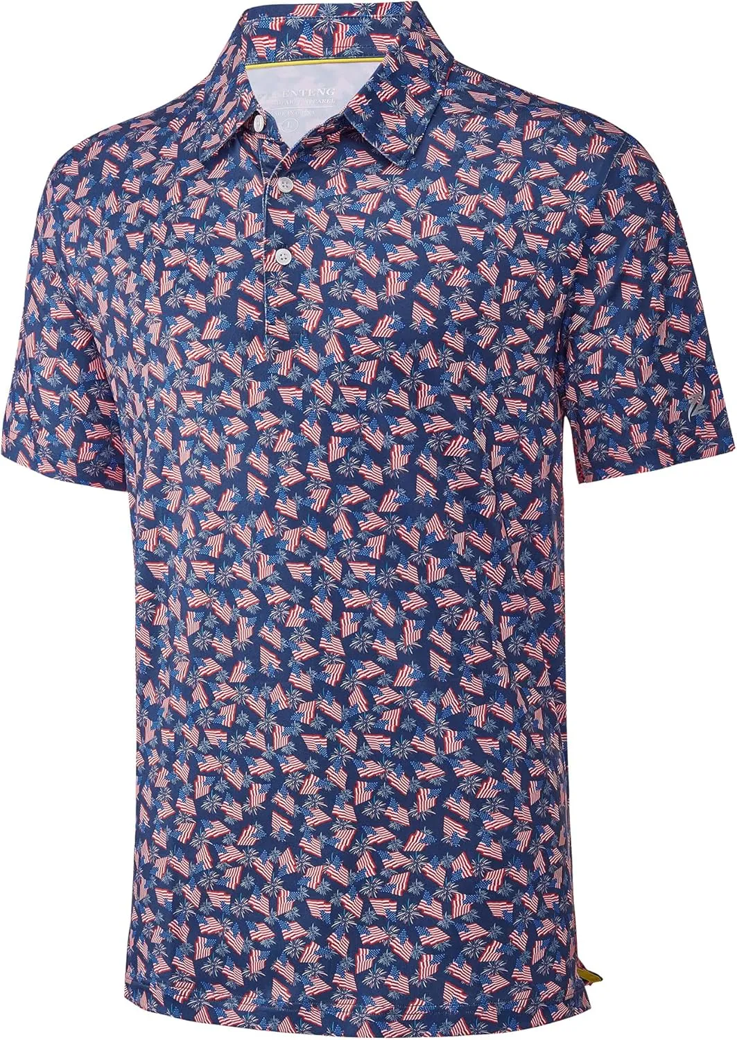 Mens Golf Shirt Short Sleeve Dry Fit Print Moisture Wicking Performance Patterns Collared Polo Shirt