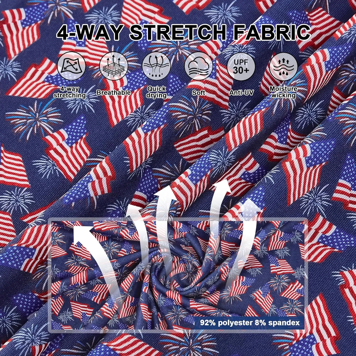 Mens Golf Shirt Short Sleeve Dry Fit Print Moisture Wicking Performance Patterns Collared Polo Shirt