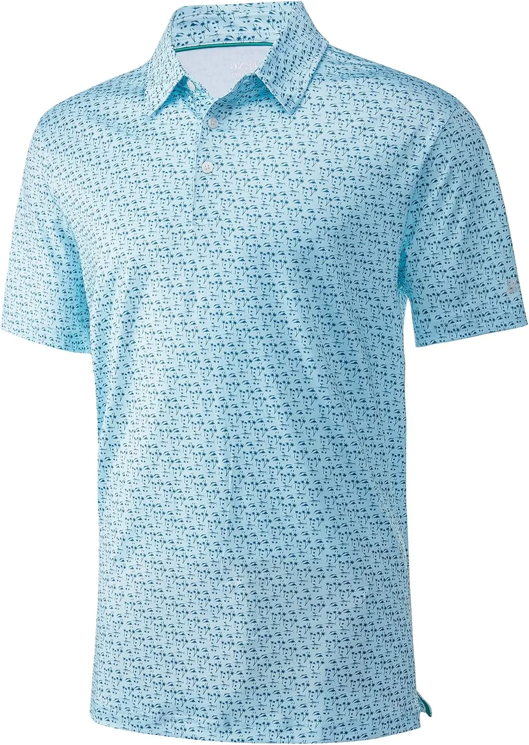 Mens Golf Shirt Short Sleeve Dry Fit Print Moisture Wicking Performance Patterns Collared Polo Shirt