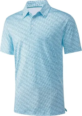 Mens Golf Shirt Short Sleeve Dry Fit Print Moisture Wicking Performance Patterns Collared Polo Shirt