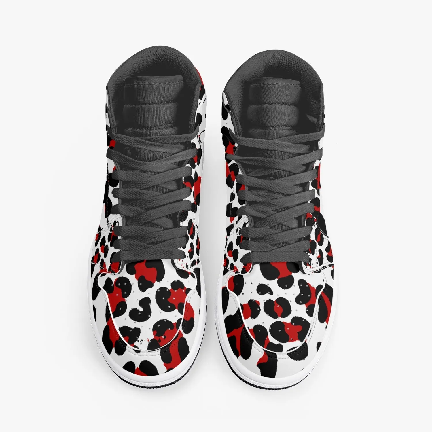New Black & Red Leopard Print High-Top Leather Shoes