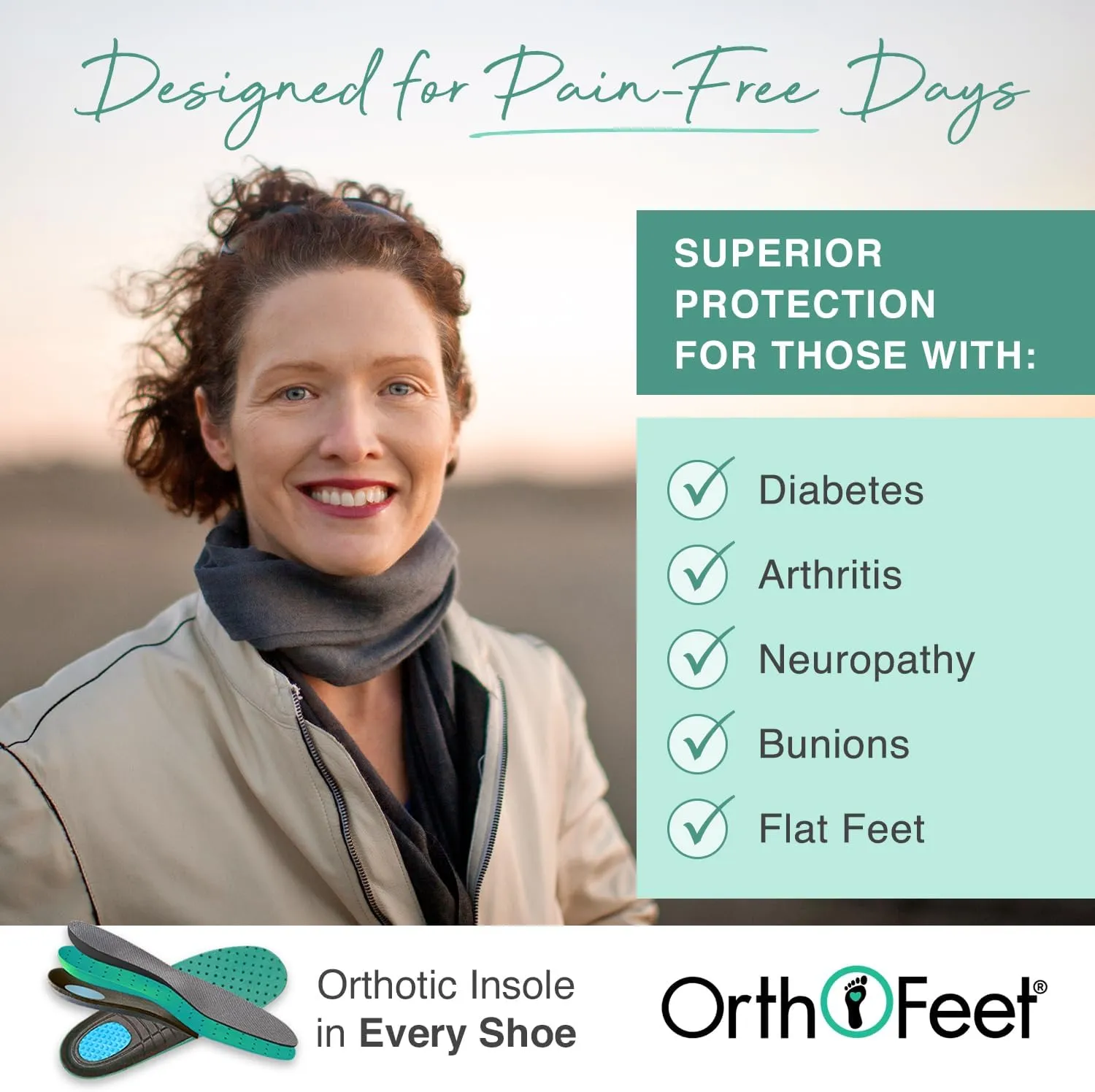 Orthofeet Women's Orthopedic Scarlett Slip-On Shoes with Zipper Closure