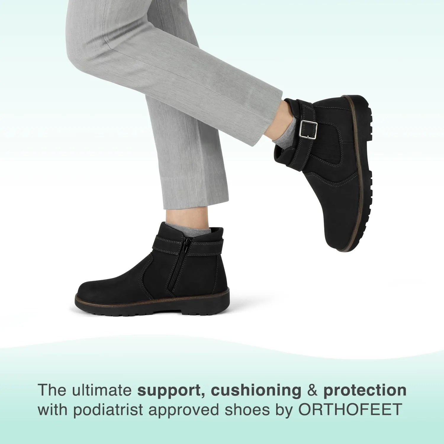Orthofeet Women's Orthopedic Scarlett Slip-On Shoes with Zipper Closure