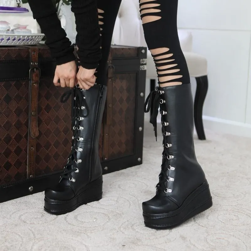 Platform Moto Boots