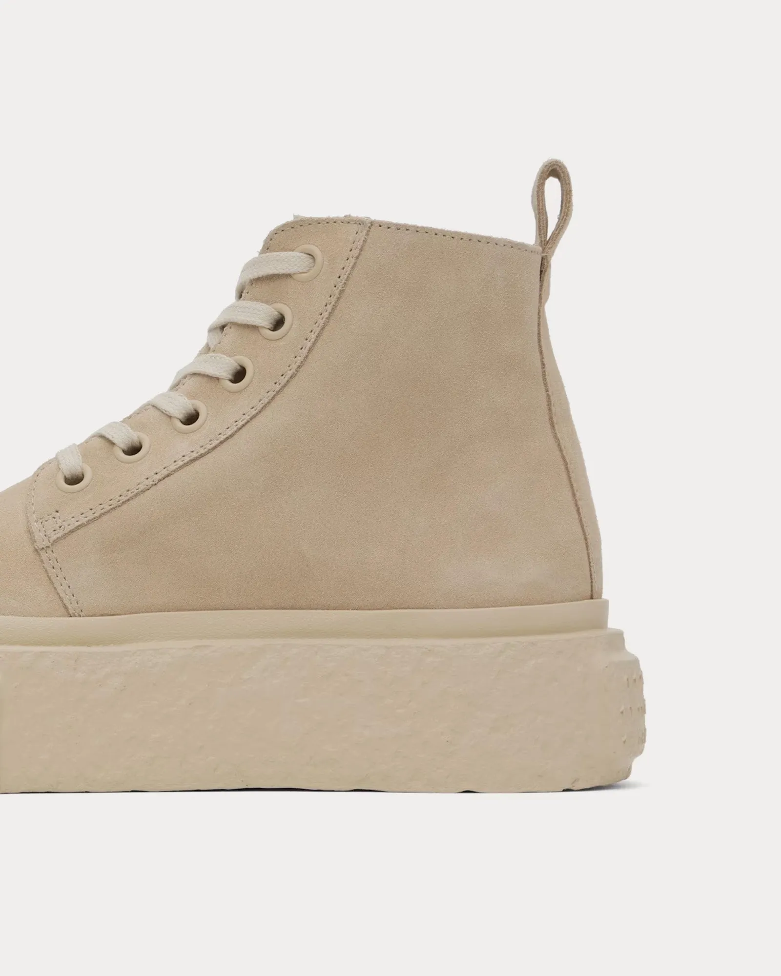 Platform Suede Beige High Top Sneakers