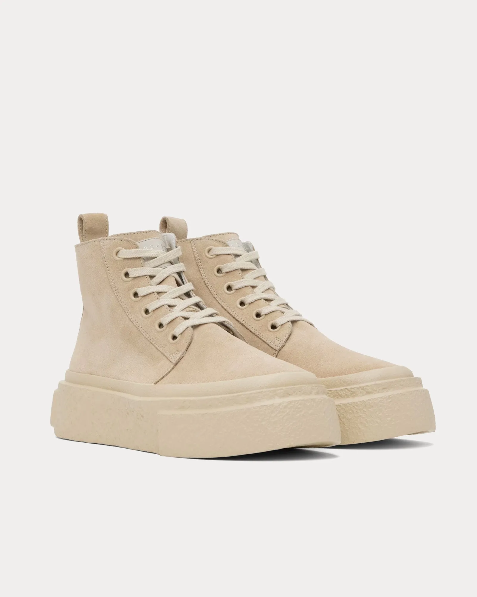Platform Suede Beige High Top Sneakers