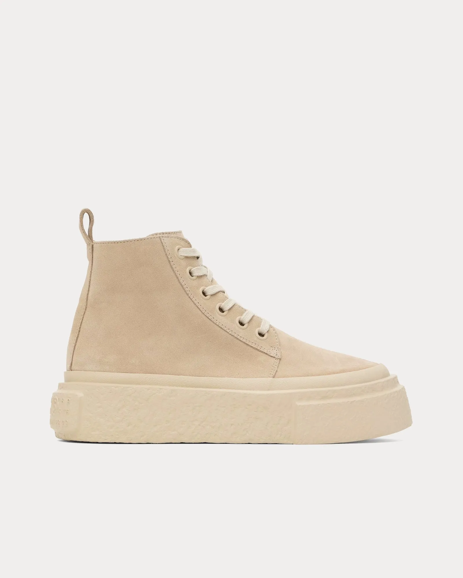 Platform Suede Beige High Top Sneakers