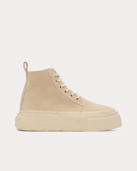 Platform Suede Beige High Top Sneakers