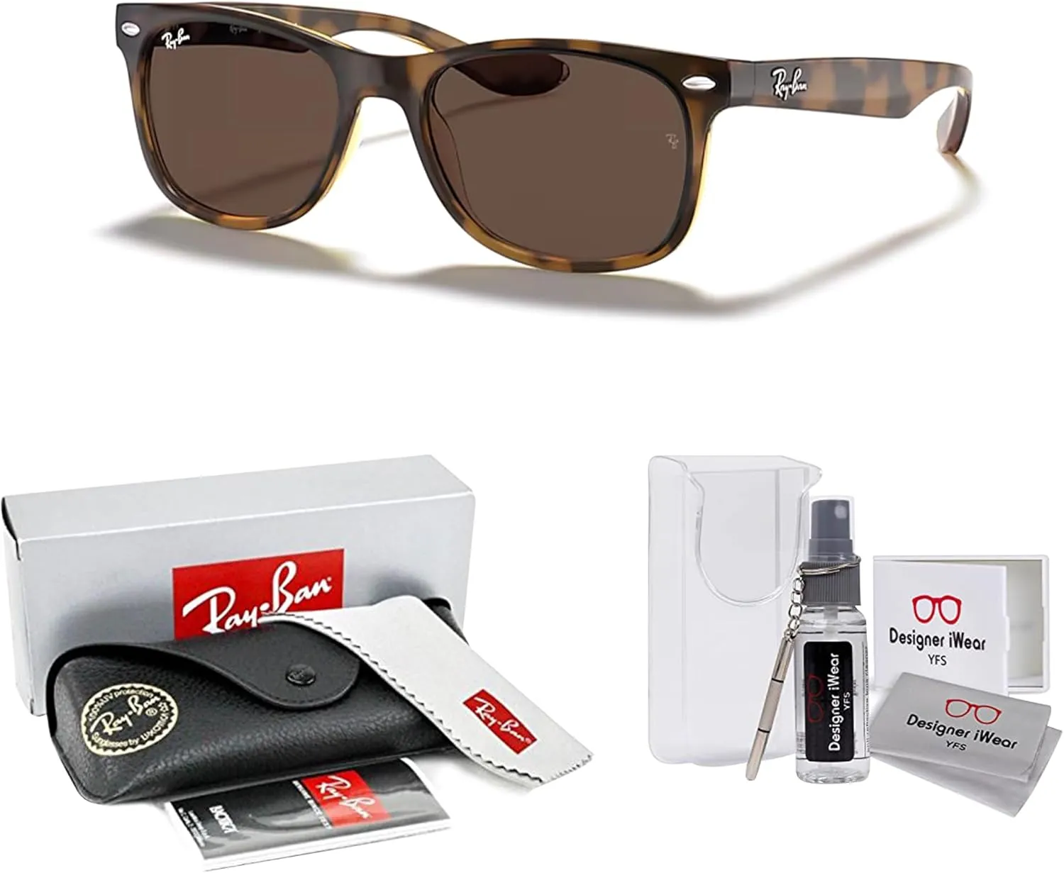 Ray-Ban Junior XS Kids' New Wayfarer RJ9052S Square Sunglasses for SMALL Boys and Girls   BUNDLE With DIW Kit