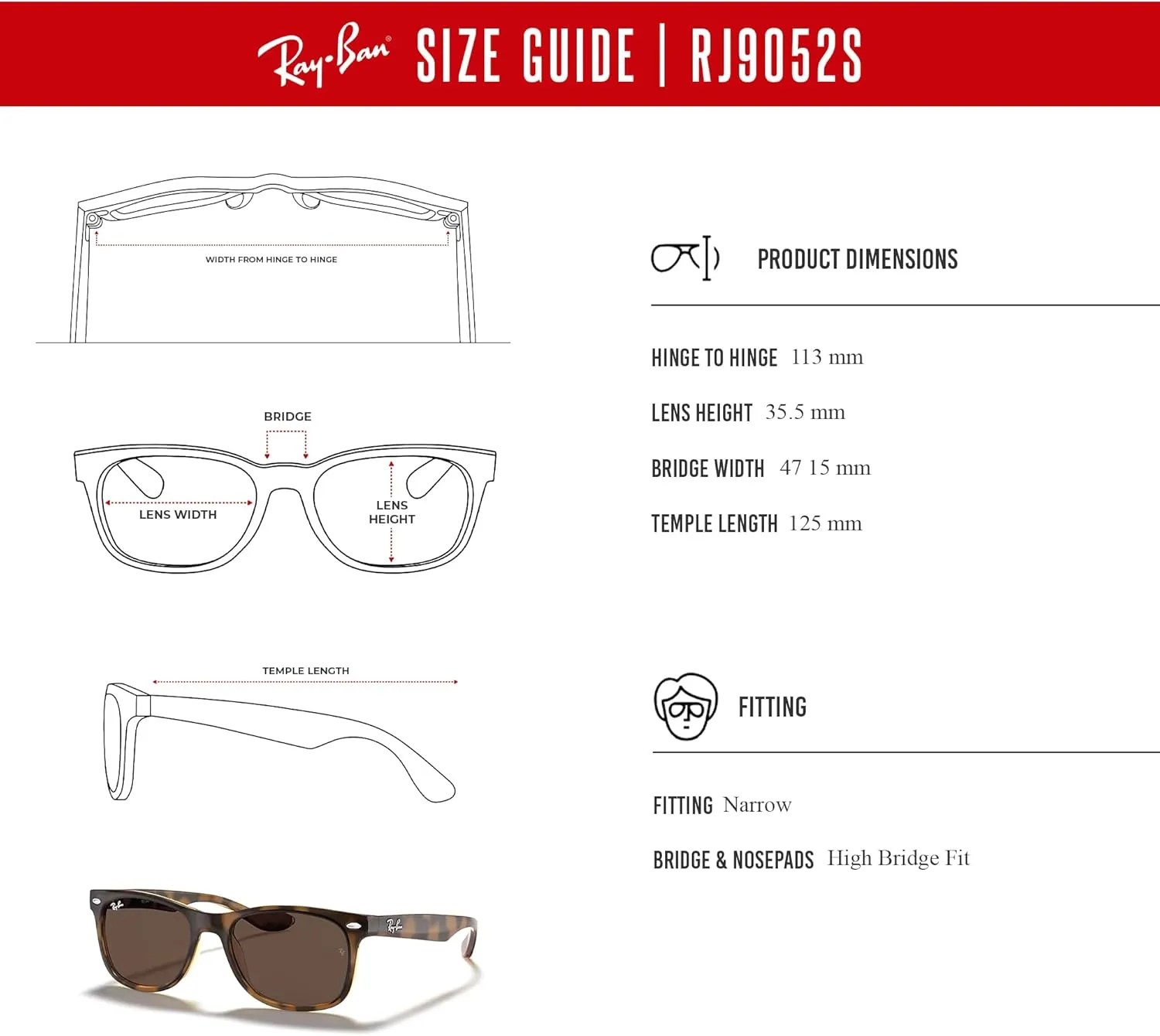 Ray-Ban Junior XS Kids' New Wayfarer RJ9052S Square Sunglasses for SMALL Boys and Girls   BUNDLE With DIW Kit