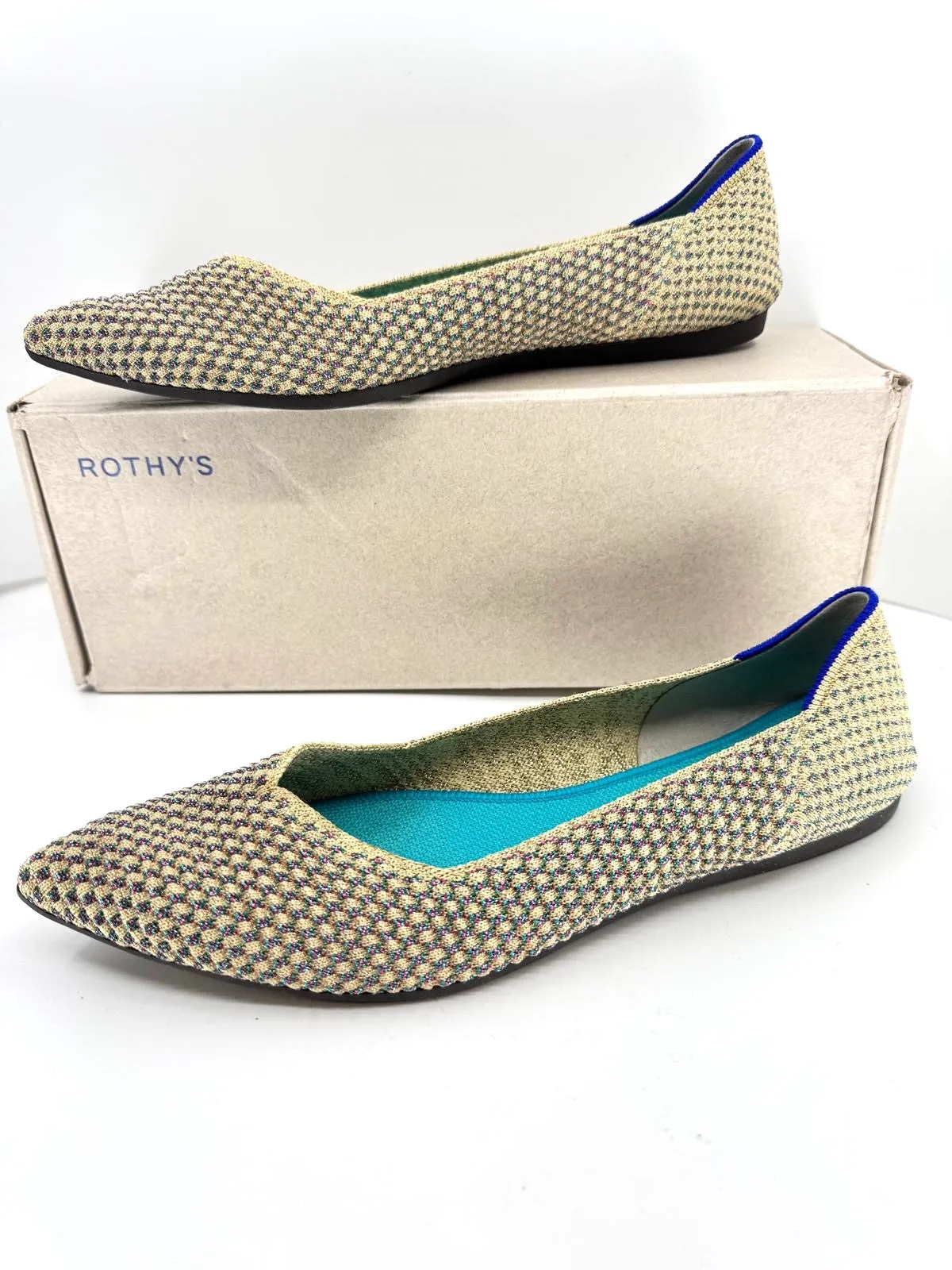 ROTHY'S THE POINT NULTI METALLIC FLATS