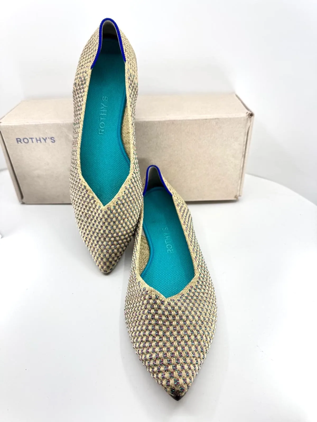 ROTHY'S THE POINT NULTI METALLIC FLATS