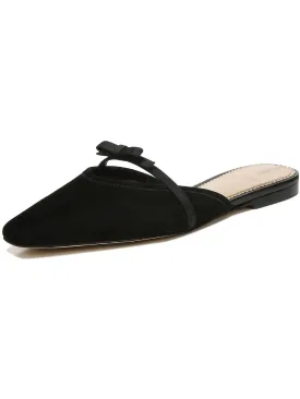 Sam Edelman Carol Black Suede Slip On Pointed Toe Bow-Tie Flat Mules Shoes