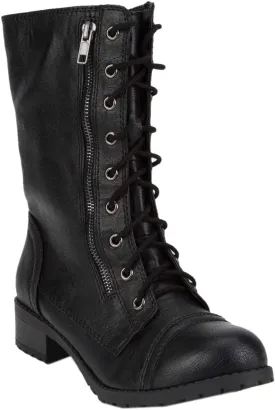 Soda Topshoe Dome Mid Calf Height Women's Military Combat Boots
