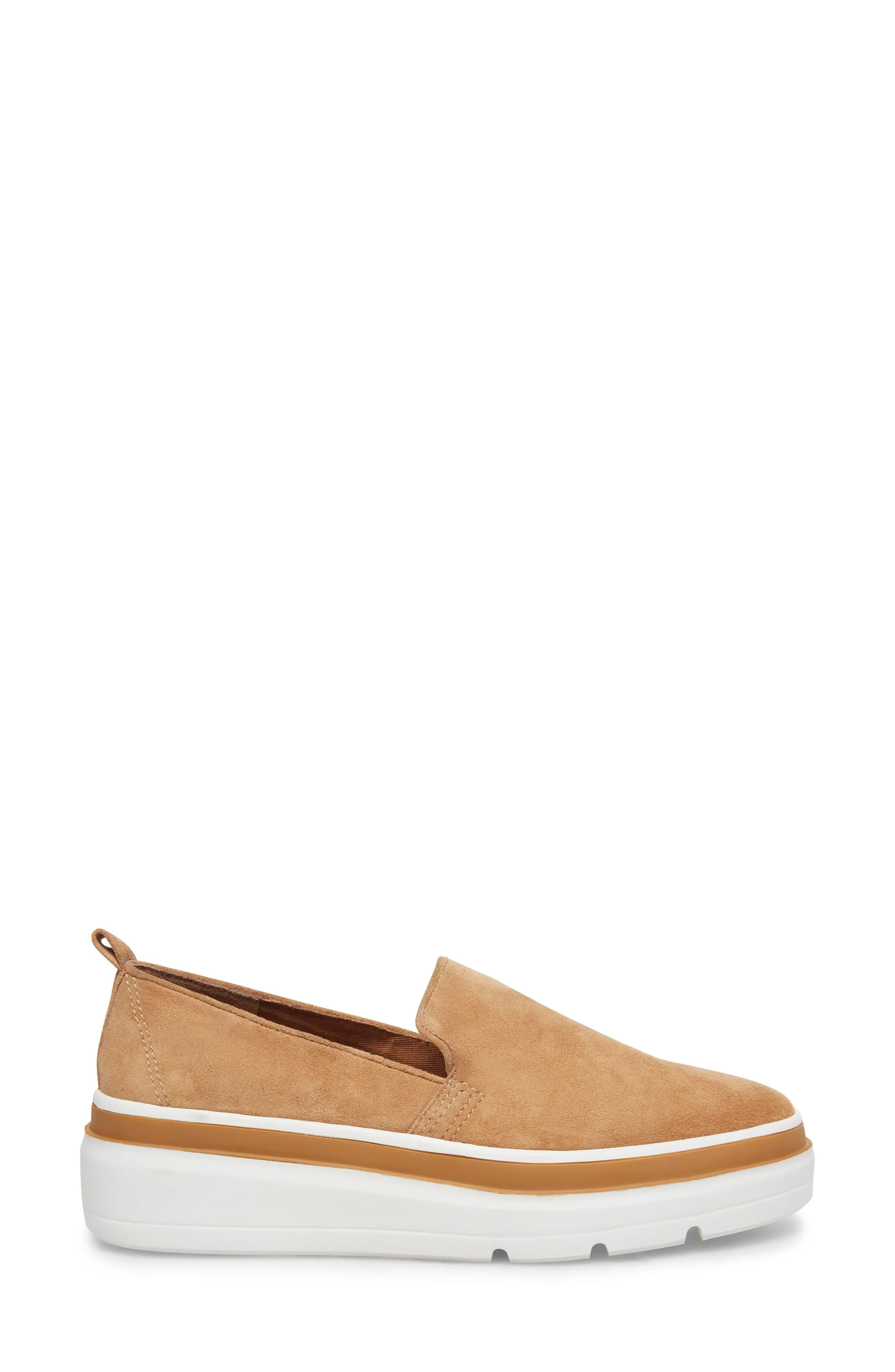 Steve Madden Ayden Camel Suede Platform Slip On Wedge Heeled Low Top Sneakers