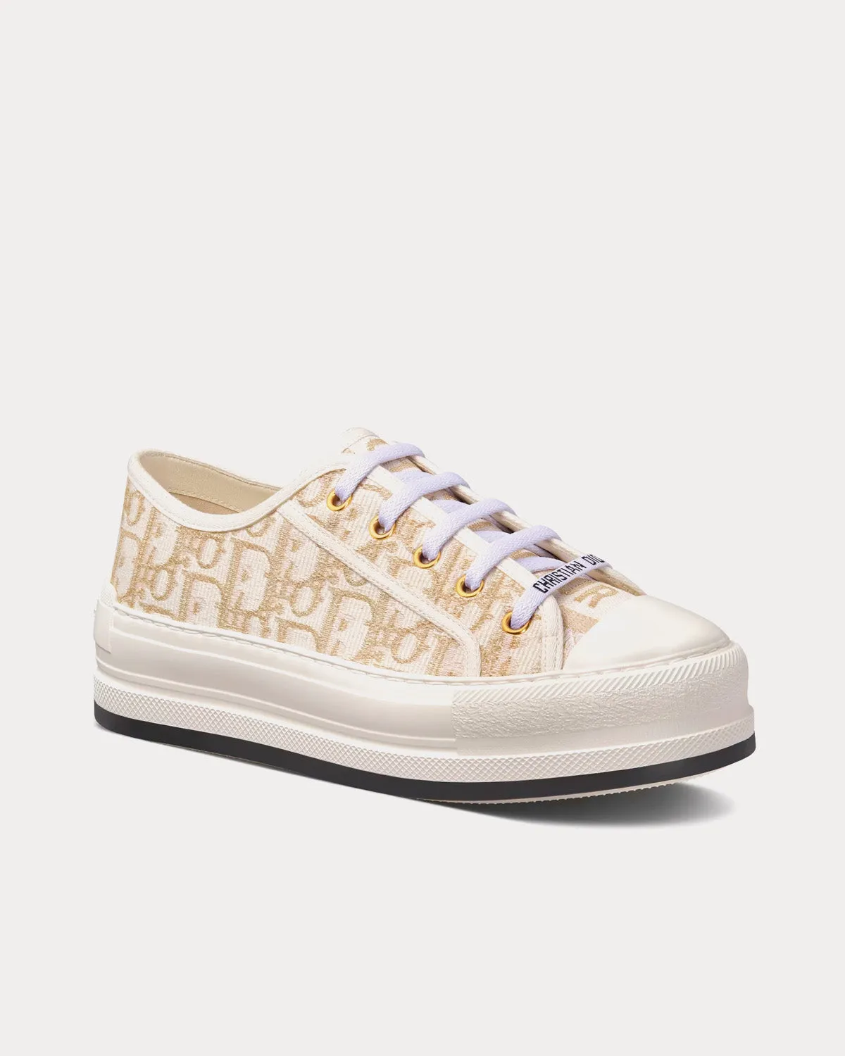 Walk'n'Dior Platform Gold-Tone Dior Oblique Cotton with Metallic Thread Embroidery Low Top Sneakers