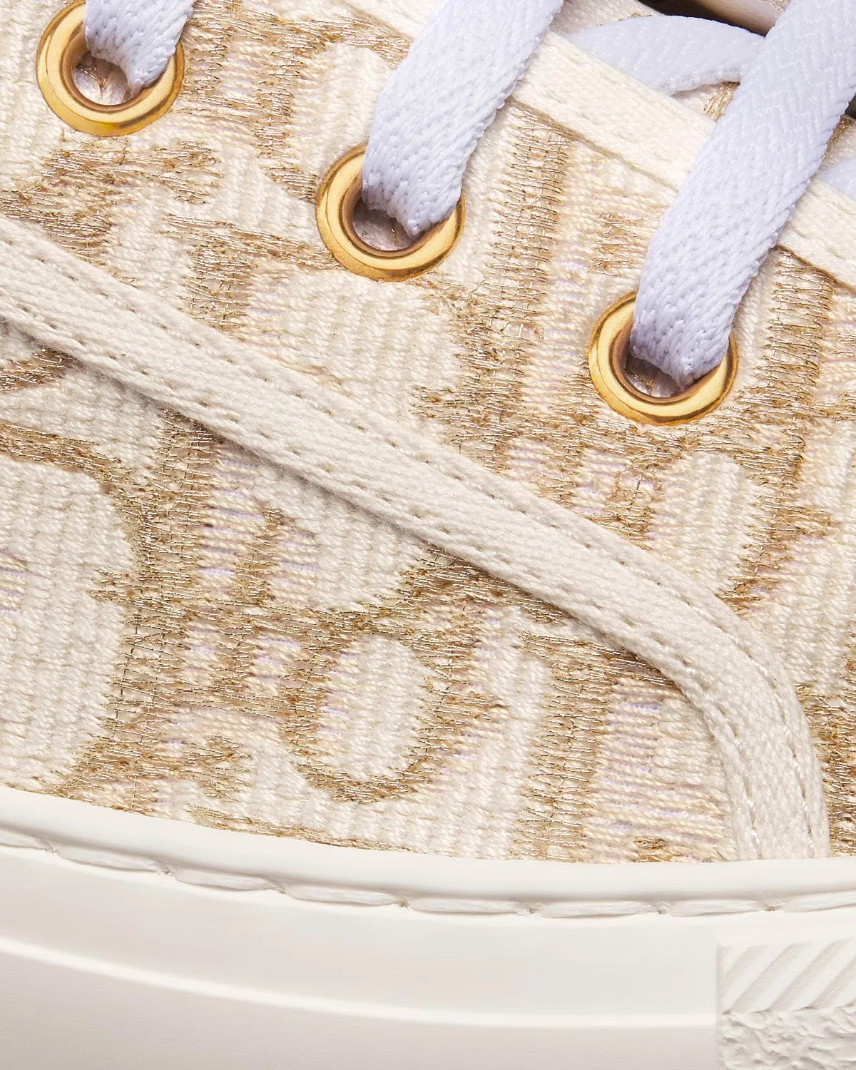 Walk'n'Dior Platform Gold-Tone Dior Oblique Cotton with Metallic Thread Embroidery Low Top Sneakers