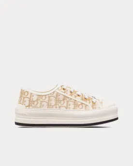 Walk'n'Dior Platform Gold-Tone Dior Oblique Cotton with Metallic Thread Embroidery Low Top Sneakers