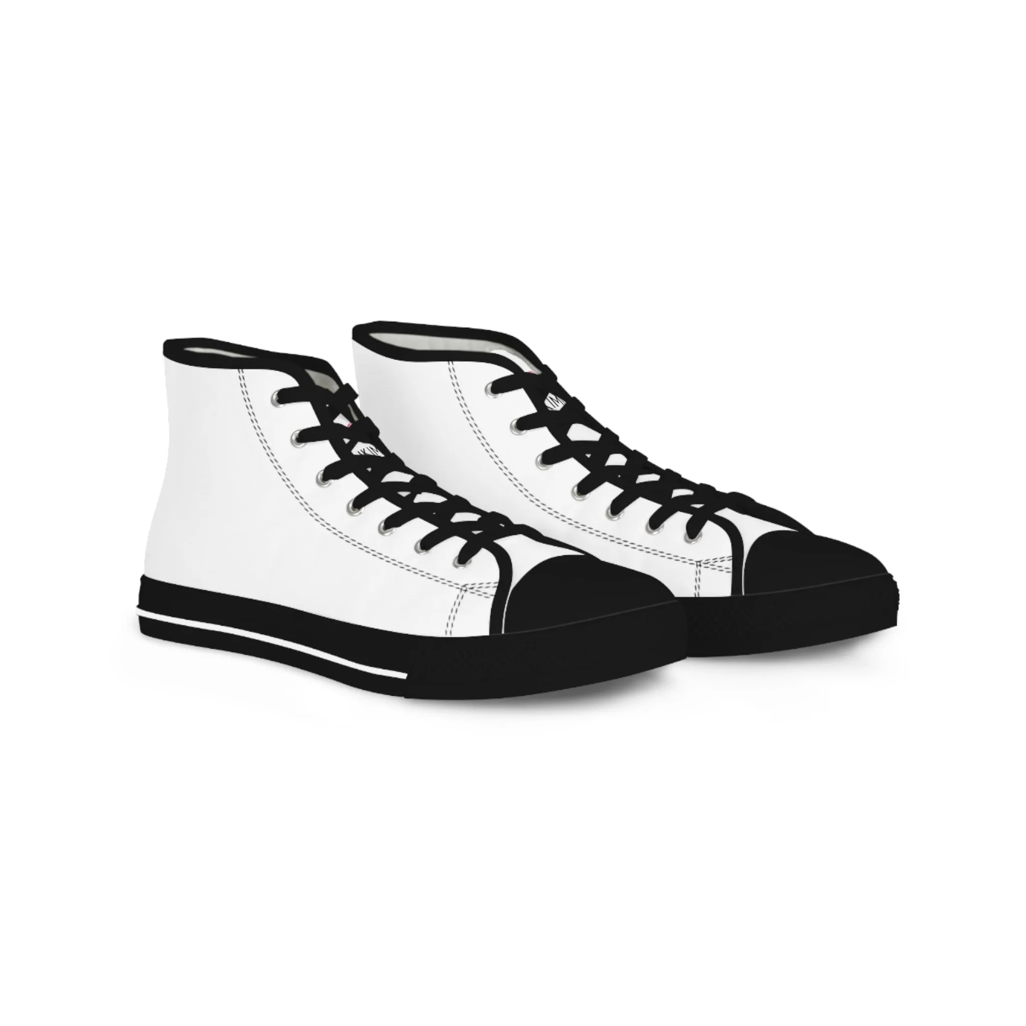 White Solid Color Men's High Tops, Modern Minimalist Best Men's High Top Sneakers (US Size: 5-14)