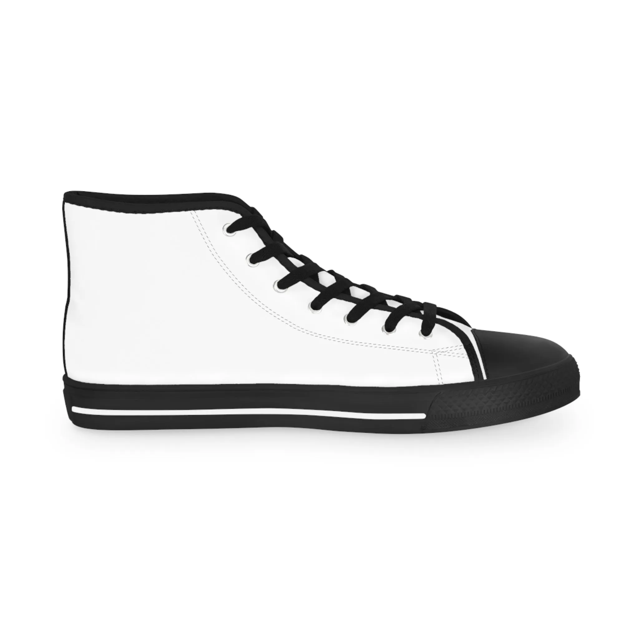 White Solid Color Men's High Tops, Modern Minimalist Best Men's High Top Sneakers (US Size: 5-14)
